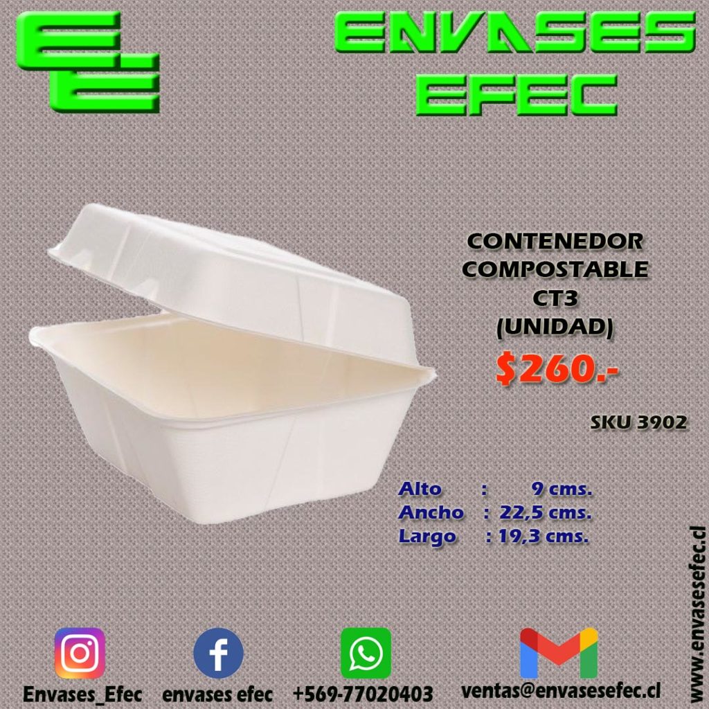 CONTENEDOR COMPOSTABLE CT3 UNIDAD Envases EFEC