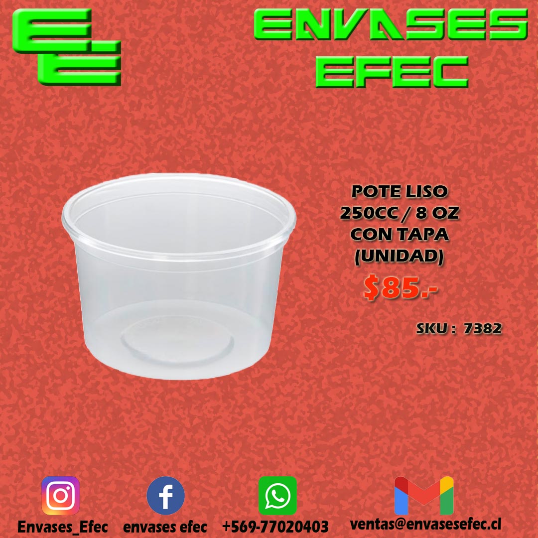 Pote Liso Cc Oz Con Tapa Unidad Envases Efec